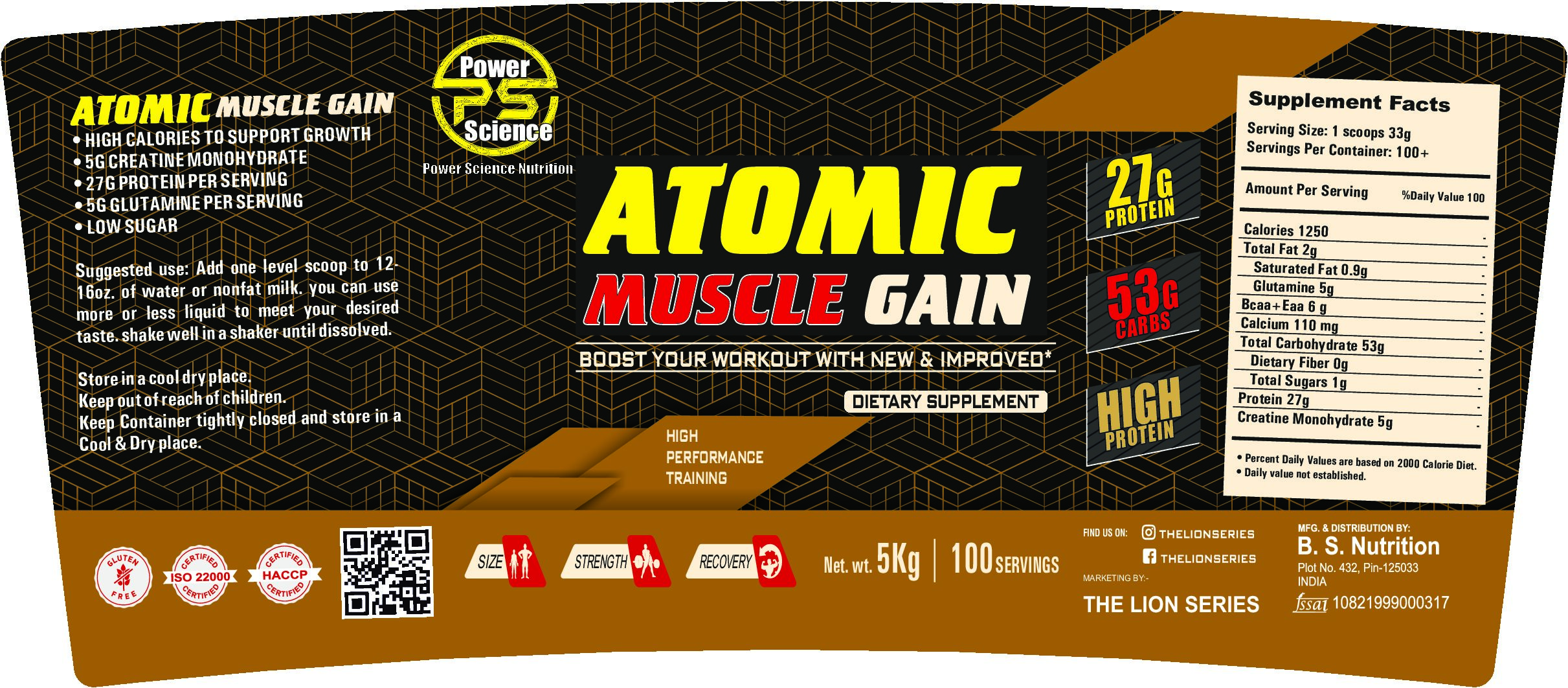 ATOMIC MUSCLE GAIN 5KG